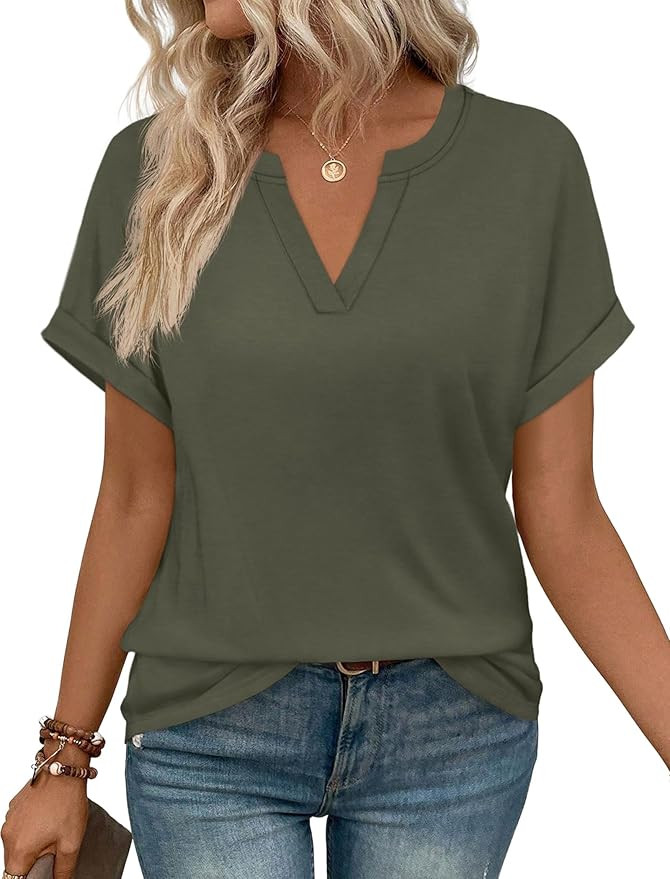 WIHOLL Womens Blouses Spring Tops Short Sleeve Shirts Dressy Casual Summer Vacation Fashion Cloth... | Amazon (US)