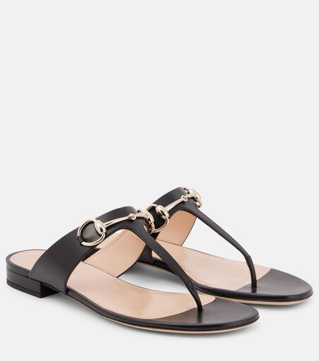 Lady Horsebit leather thong sandals | Mytheresa (US/CA)
