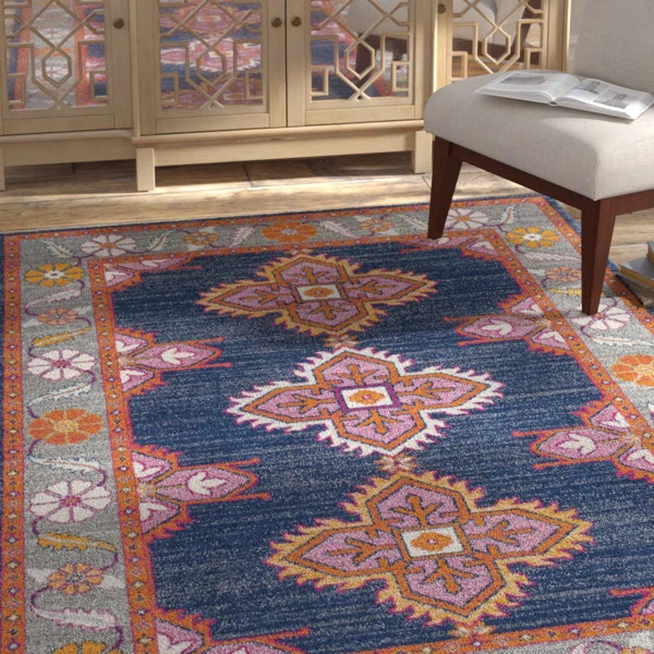 Arteaga Navy/Blue/Orange/Pink/Gray Area Rug | Wayfair North America