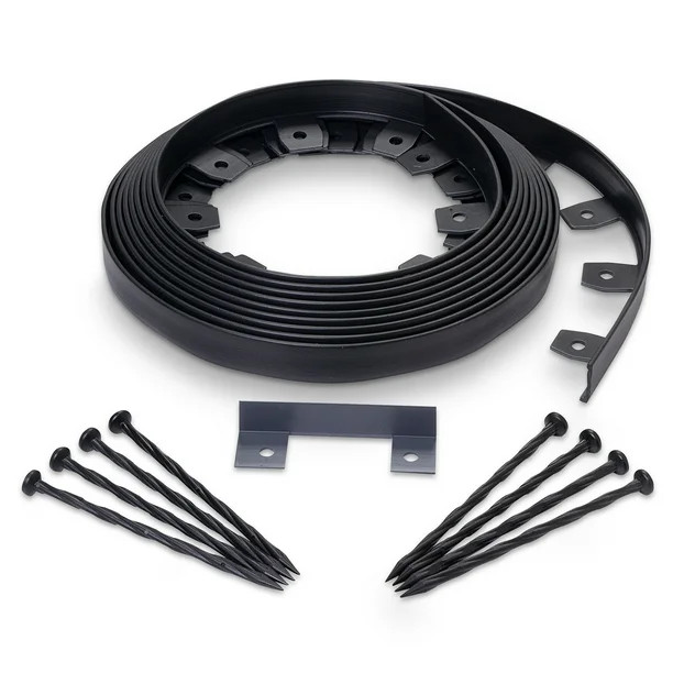 Expert Gardener No-Dig Plastic Edging 30 ft., with Spikes, Black | Walmart (US)