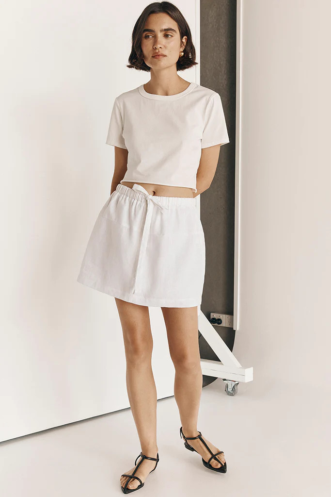 GINGER WHITE LINEN MINI SKIRT | DISSH