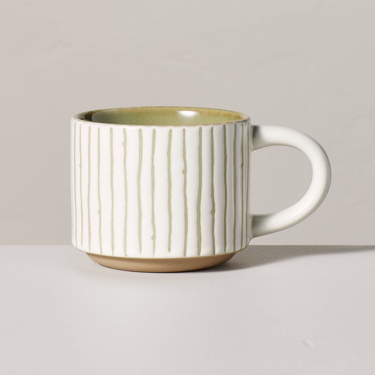 11.5oz Bead Stripe Stoneware Mug Cream/Green - Hearth & Hand™ with Magnolia | Target