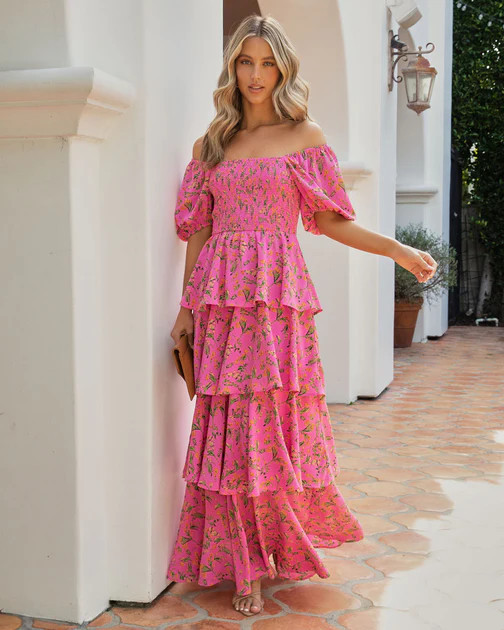 Mabel Floral Smocked Tiered Maxi Dress | VICI