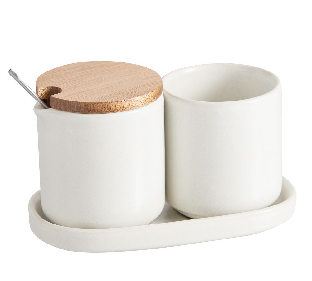 Mason Stoneware Cream &amp;amp; Sugar Set - Ivory | Pottery Barn (US)