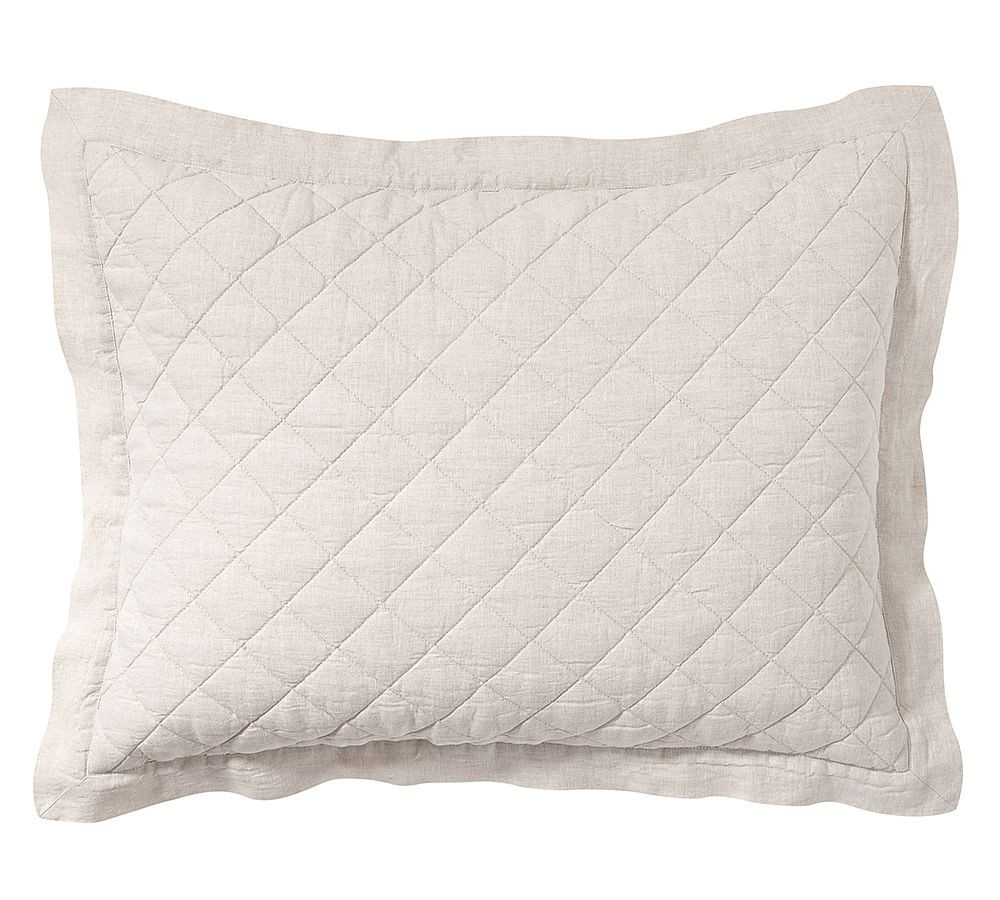 Belgian Flax Linen Diamond Quilted Sham | Pottery Barn (US)