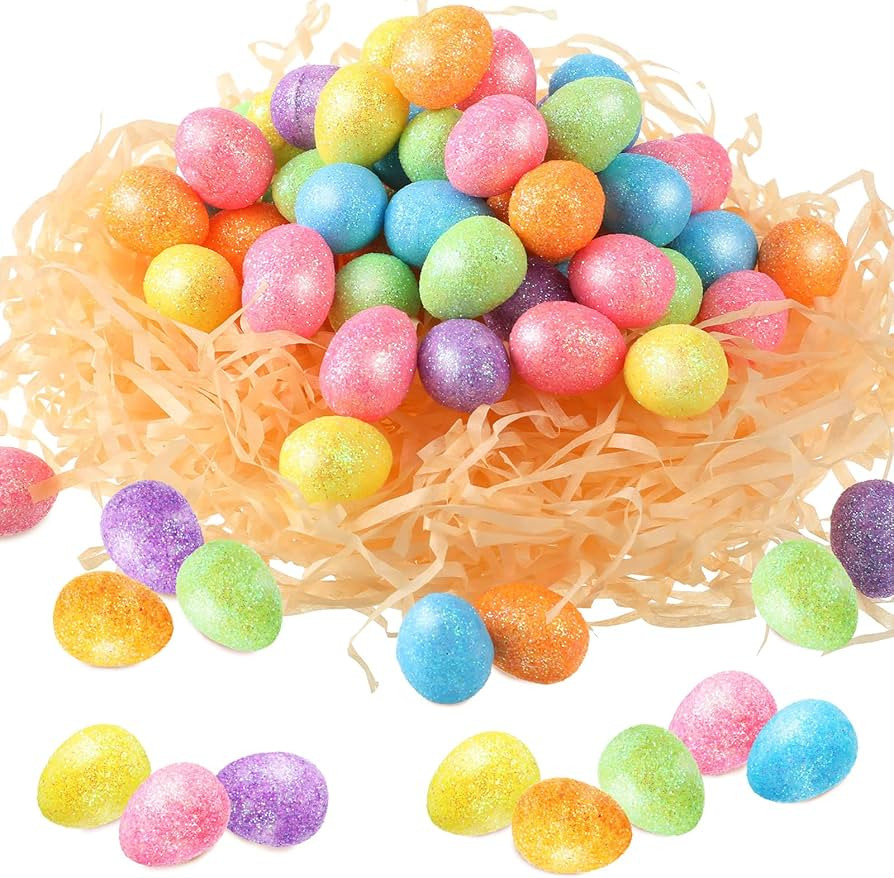 Sosation 160 Pcs Mini Easter Eggs Shiny Foam Eggs Bulk Decorative Foam Easter Eggs for Craft DIY ... | Amazon (US)