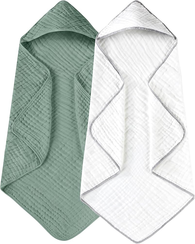 Yoofoss Hooded Baby Towels for Newborn 2 Pack 100% Muslin Cotton Baby Bath Towel with Hood for Ba... | Amazon (US)