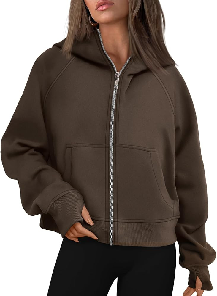 AUTOMET Womens Zip Up Hoodies Fleece Jackets Oversized Sweatshirts Fall Fashion Outfits 2024 Swea... | Amazon (US)