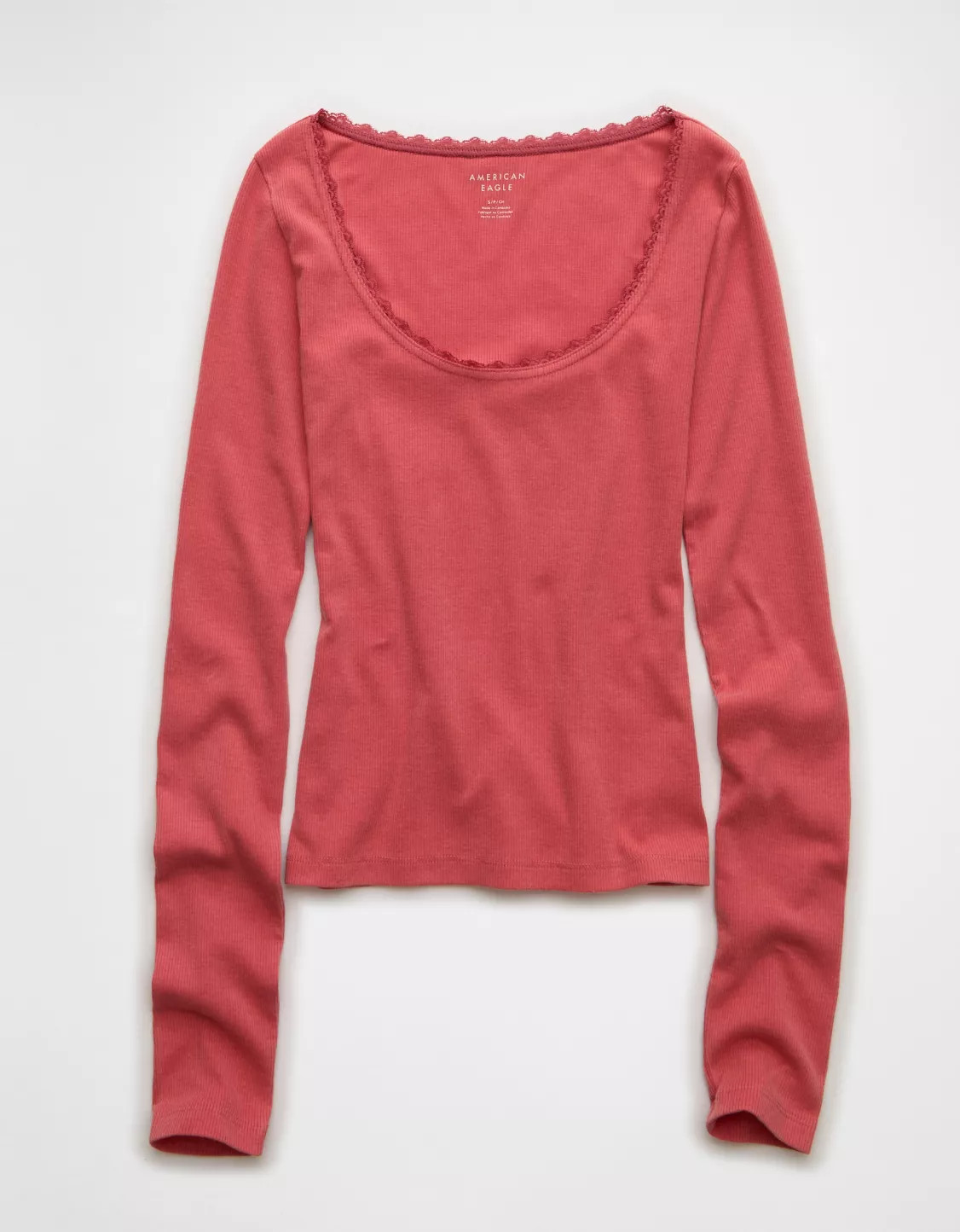 AE Lace-Trim Long Sleeve T-Shirt | American Eagle Outfitters (US & CA)