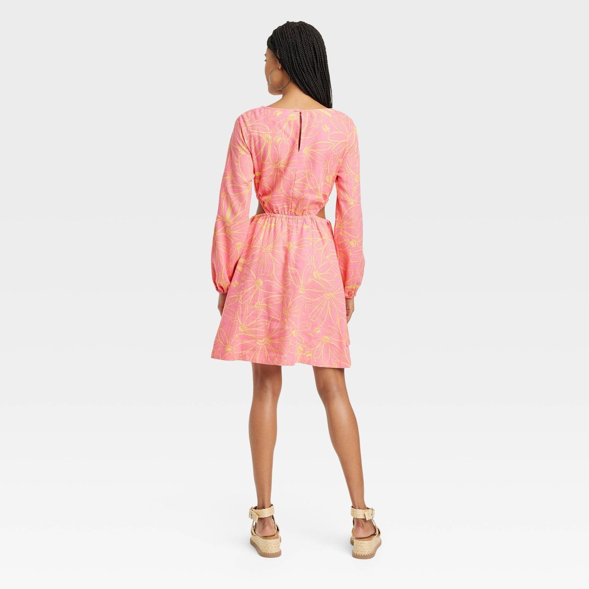 Women's Balloon Long Sleeve Mini A-Line Dress - Universal Thread™ Pink Floral XL | Target