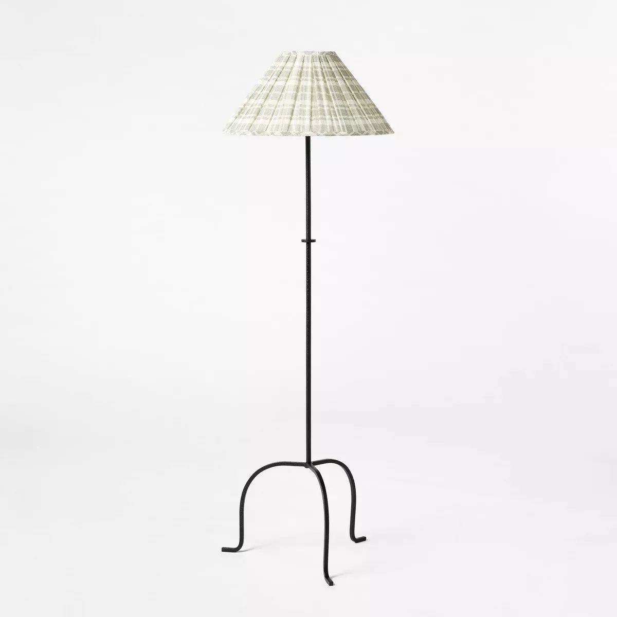 Metal Floor Lamp with Pleated Plaid Shade Black - Threshold™ designed with Studio McGee | Target