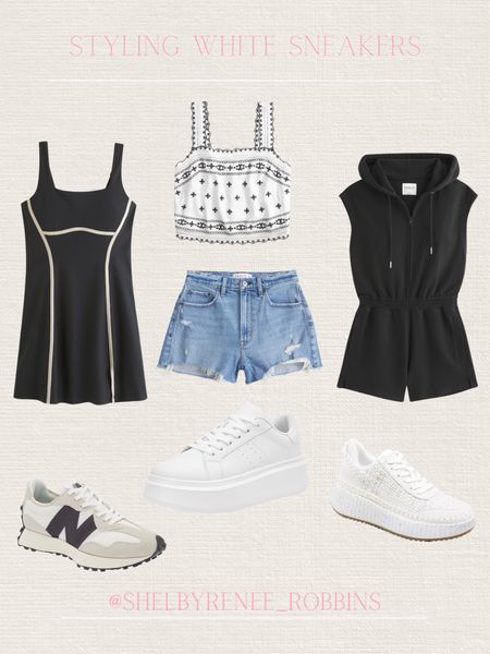 Styling white sneakers, how to style white sneakers, casual denim outfit, travel day outfit, comfy outfit with white sneakers, platform white sneakers, sweatsuit romper, active dress 

#LTKStyleTip #LTKTravel #LTKShoeCrush