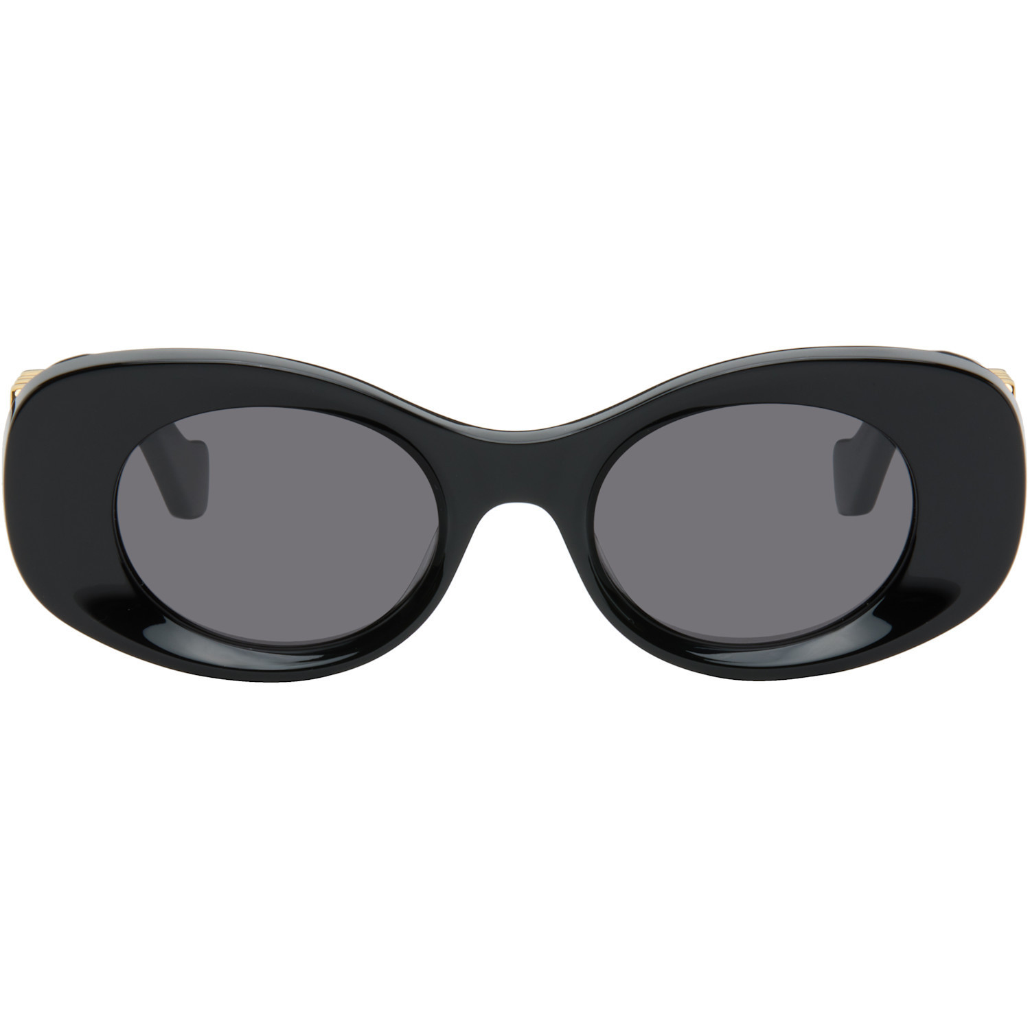 LOEWE Black Beveled Oval Maxi Anagram Sunglasses | SSENSE