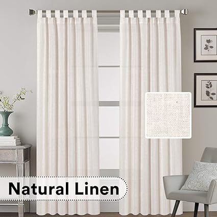 H.VERSAILTEX 2 Pack Ultra Luxurious Solid High Woven Linen Elegant Curtains 7 Tab Top Breathable ... | Amazon (US)
