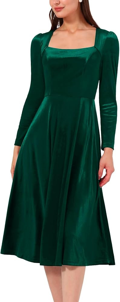 Women Velvet Dress Cocktail Party Evening Dresses Long Sleeve Wedding Guest Formal Dresses       ... | Amazon (US)