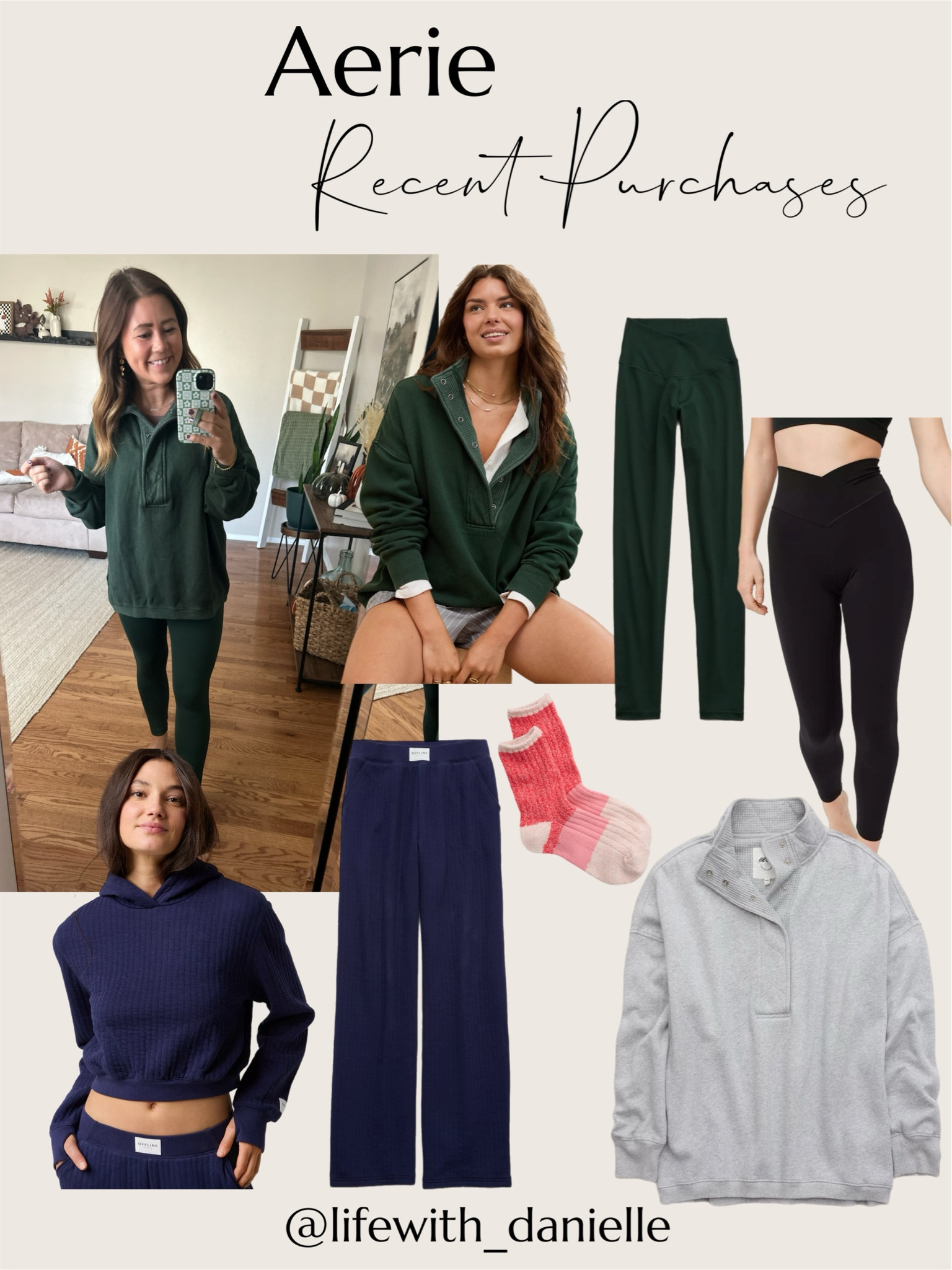 Aerie recent purchases! The quality is worth the price! I got a medium in the leggings and a medium in the cropped navy top, everything else a small!

#LTKHoliday #LTKGiftGuide #LTKSaleAlert