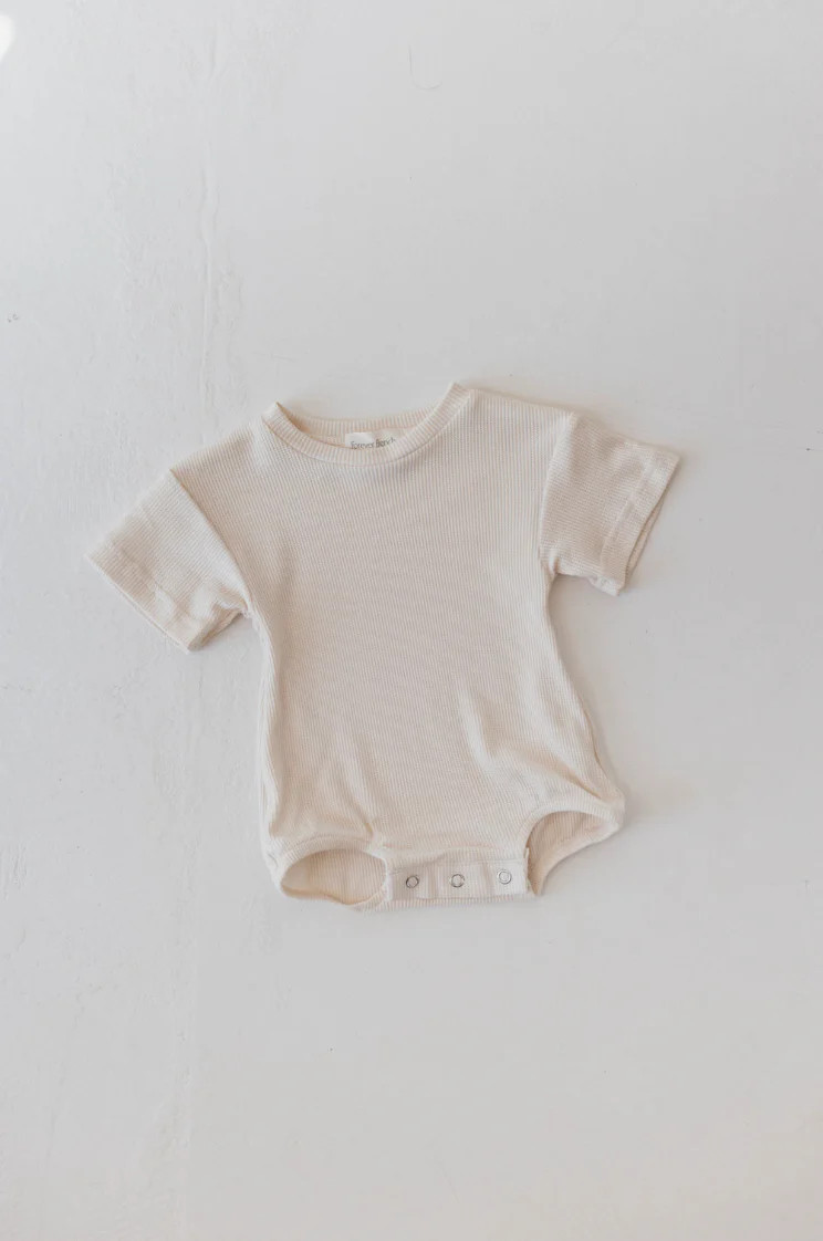 Waffle Knit Bubble Romper | Cream | Forever French