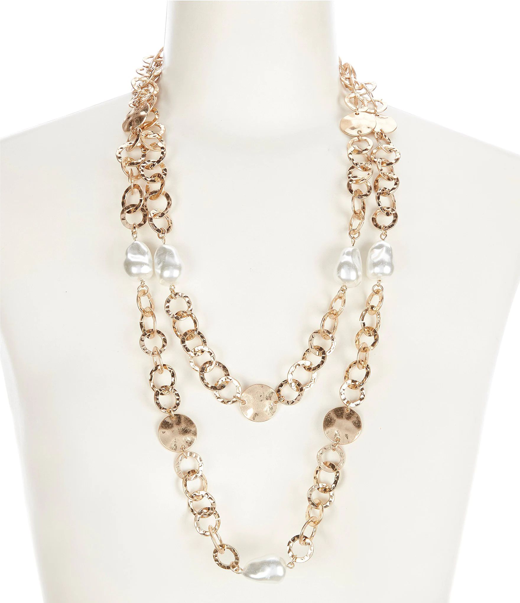 Disks and Pearl Chain Multi Strand Necklace | Dillard's
