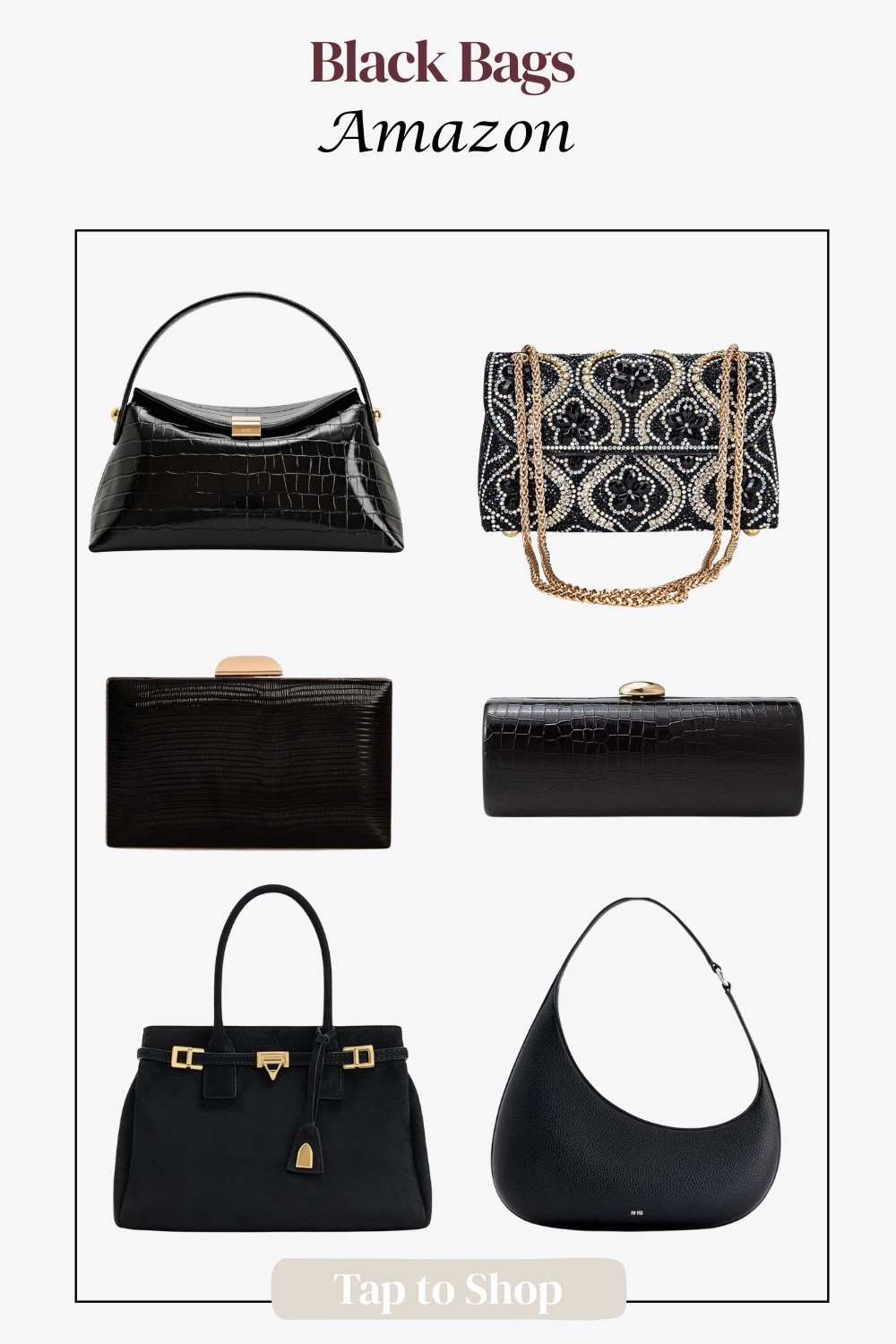 The prettiest black purses/clutch bags from Amazon!! 

Amazon fashion finds, Amazon bags, black clutchh

#LTKFindsUnder50