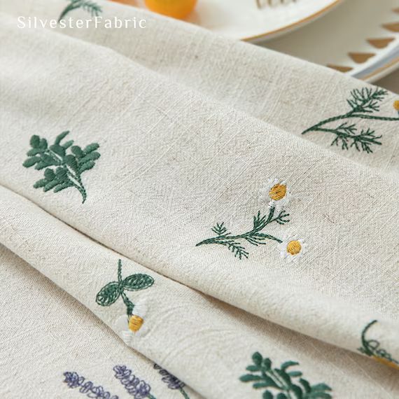 French Vintage Country Linen Floral Embroidered Rectangular - Etsy Canada | Etsy (CAD)