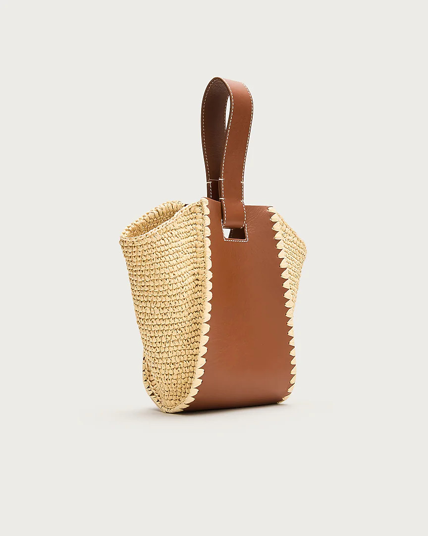 Top-handle bag in handknotted straw and leather | J. Crew US