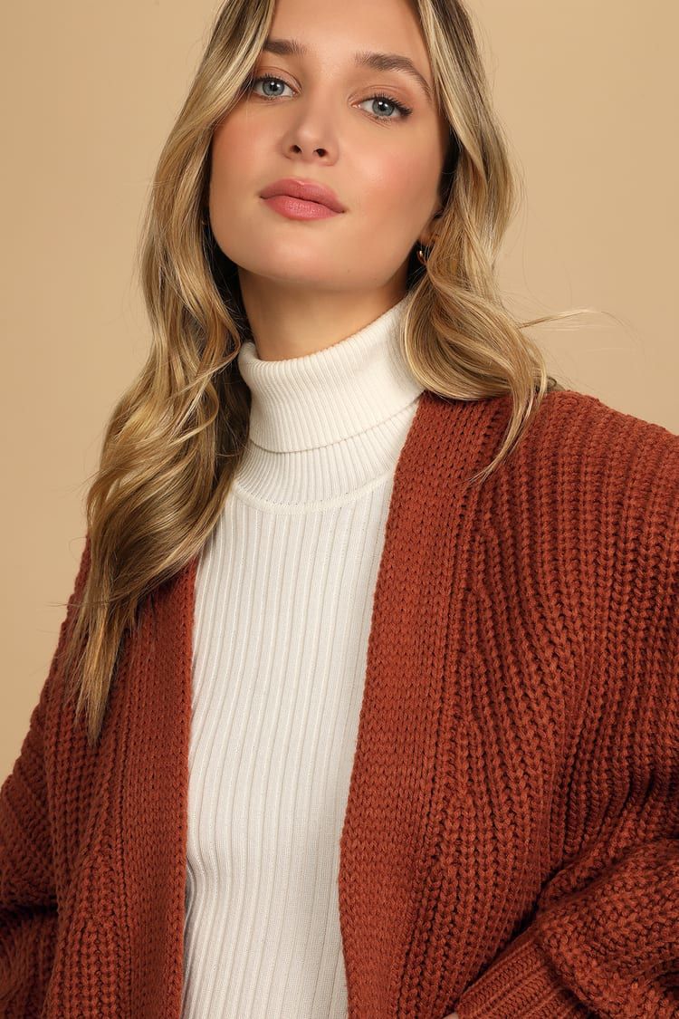 Need to Know Rust Brown Knit Cardigan Sweater | Lulus (US)