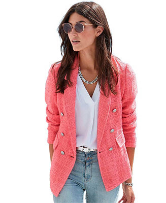 Women's Double Breasted Boucle Blazer | Macy's