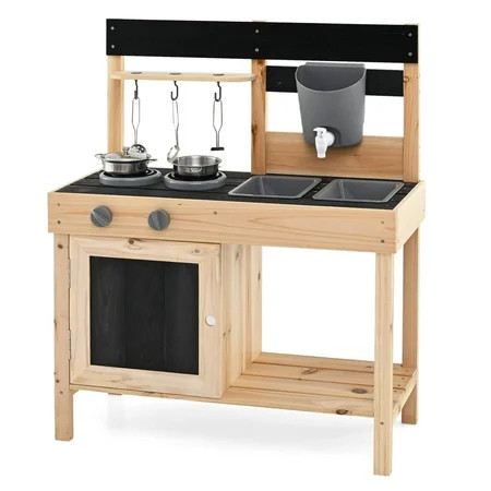 Infans Mud Kitchen Playset Outdoor Kids Pretend Play Kitchen w/2 Removable Sinks Faucet | Walmart (US)