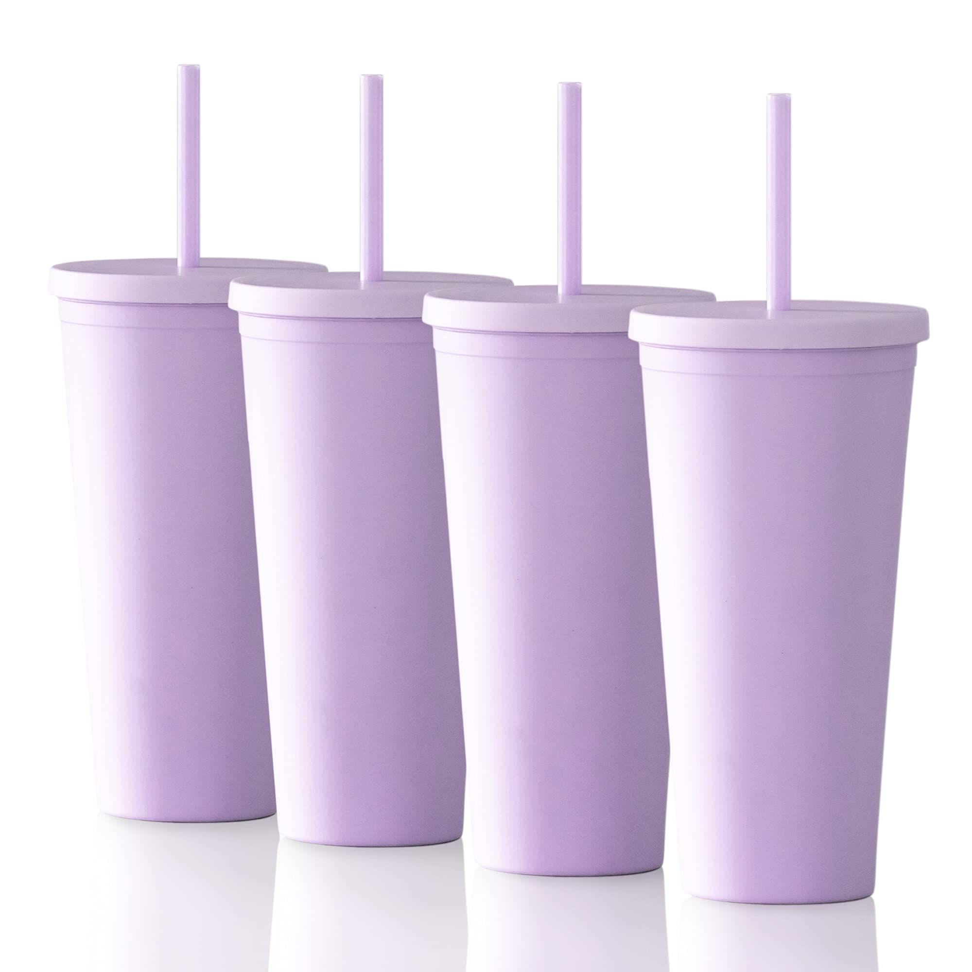 STRATA CUPS Acrylic Tumbler with Lid and Straw (Pack of 4) - 22 oz Pastel Colored Cups, Double Wa... | Amazon (US)
