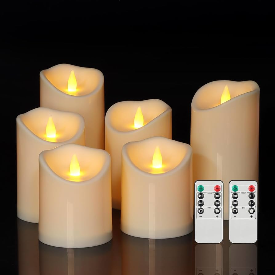 Flameless Candles Set of 6, Realistic Pillars with Cozy Climbing Flame Effect, Plasic Waterproof ... | Amazon (US)