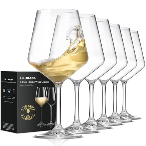 Hlukana Unbreakable Wine Glasses Set of 6, 16 oz Plastic Wine Glasses with Stem, BPA Free, Reusable Wine Glass for Poolside, Outdoors Camping Picnic Restaurants Home Bar Christmas Unique Gift | Amazon (US)