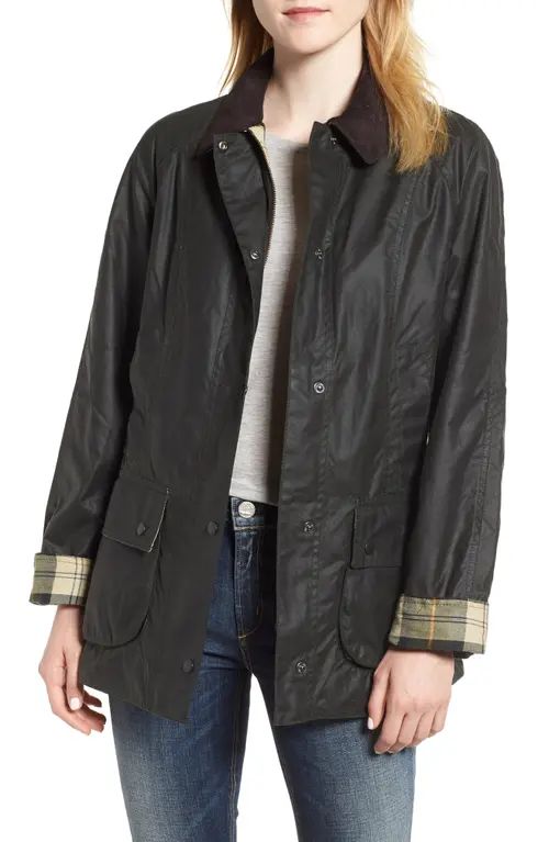 Barbour Beadnell Waxed Cotton Jacket in Olive at Nordstrom, Size 0 Us | Nordstrom