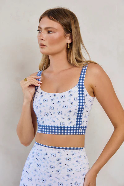 Astoria LUXE BALANCE Colorblock Sports Bra - Blueberry Gingham | astoria activewear
