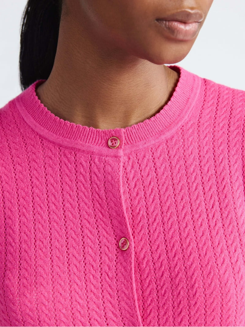 Free Assembly Women's and Women's Plus Cozy Yarn Welt Pocket Cable Cardigan Sweater, Midweight, S... | Walmart (US)