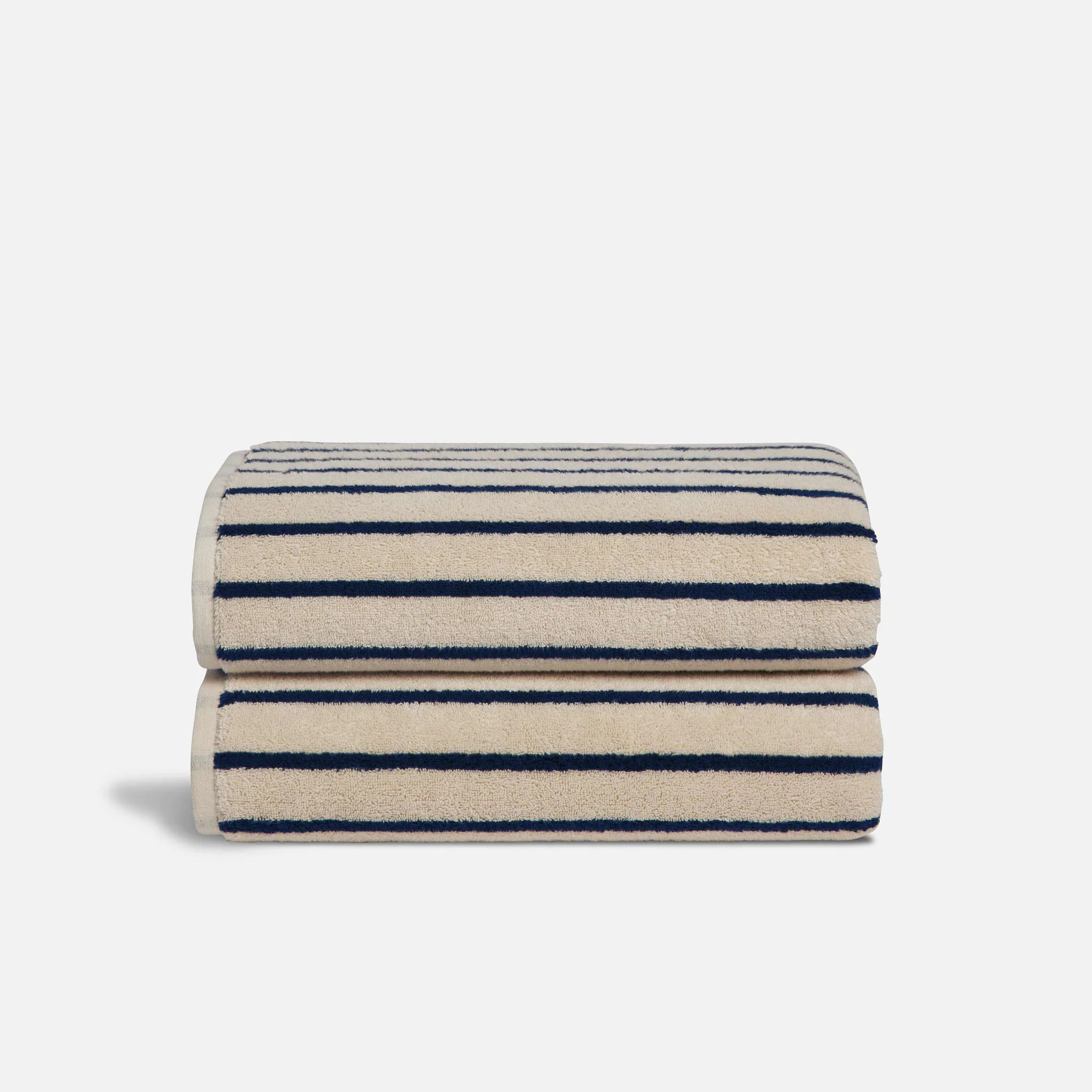 Brooklinen Super-Plush Turkish Cotton Bath Towels in Striped Midnight Navy | Brooklinen