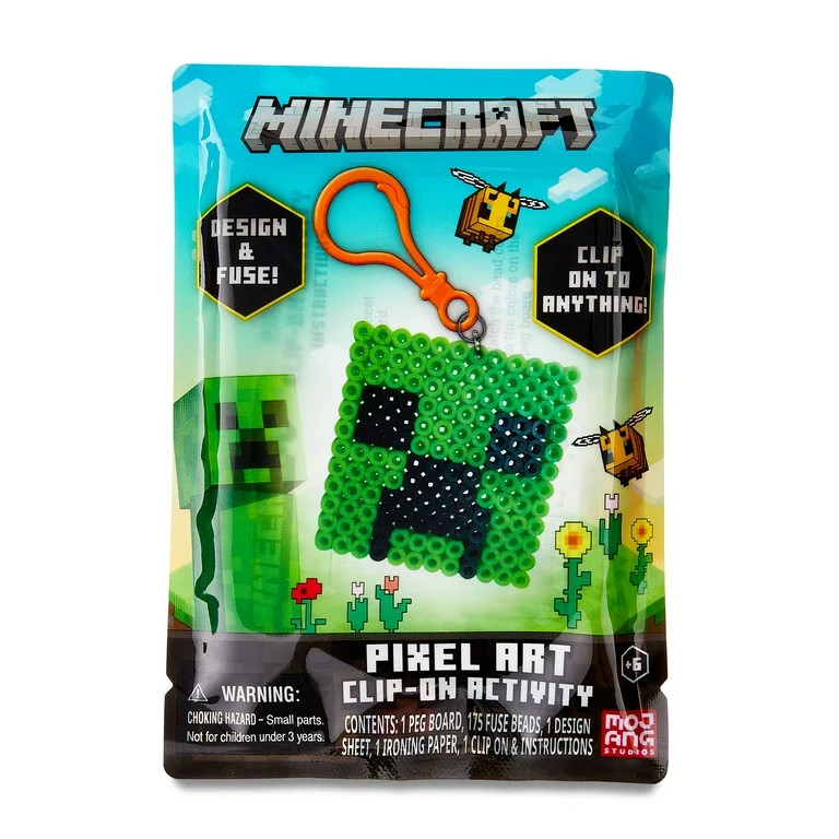 Way To Celebrate Minecraft Pixel Art Clip on Activity Creeper, Plastic Beads, Easter Party Favor | Walmart (US)