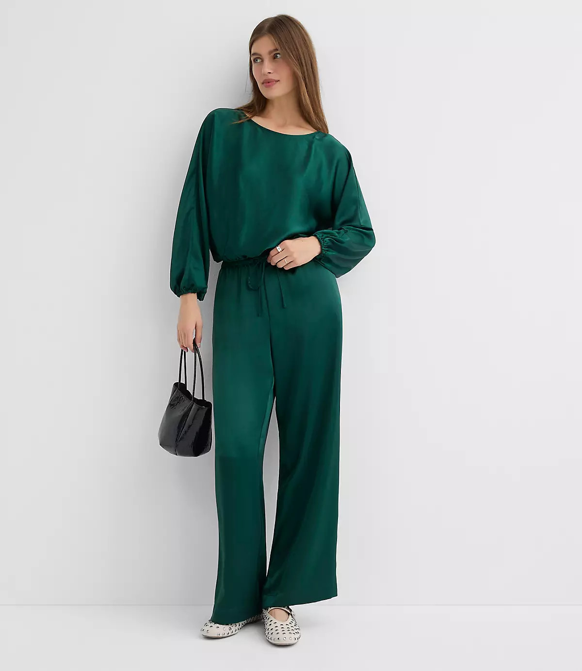 Satin Bubble Hem Blouse | LOFT