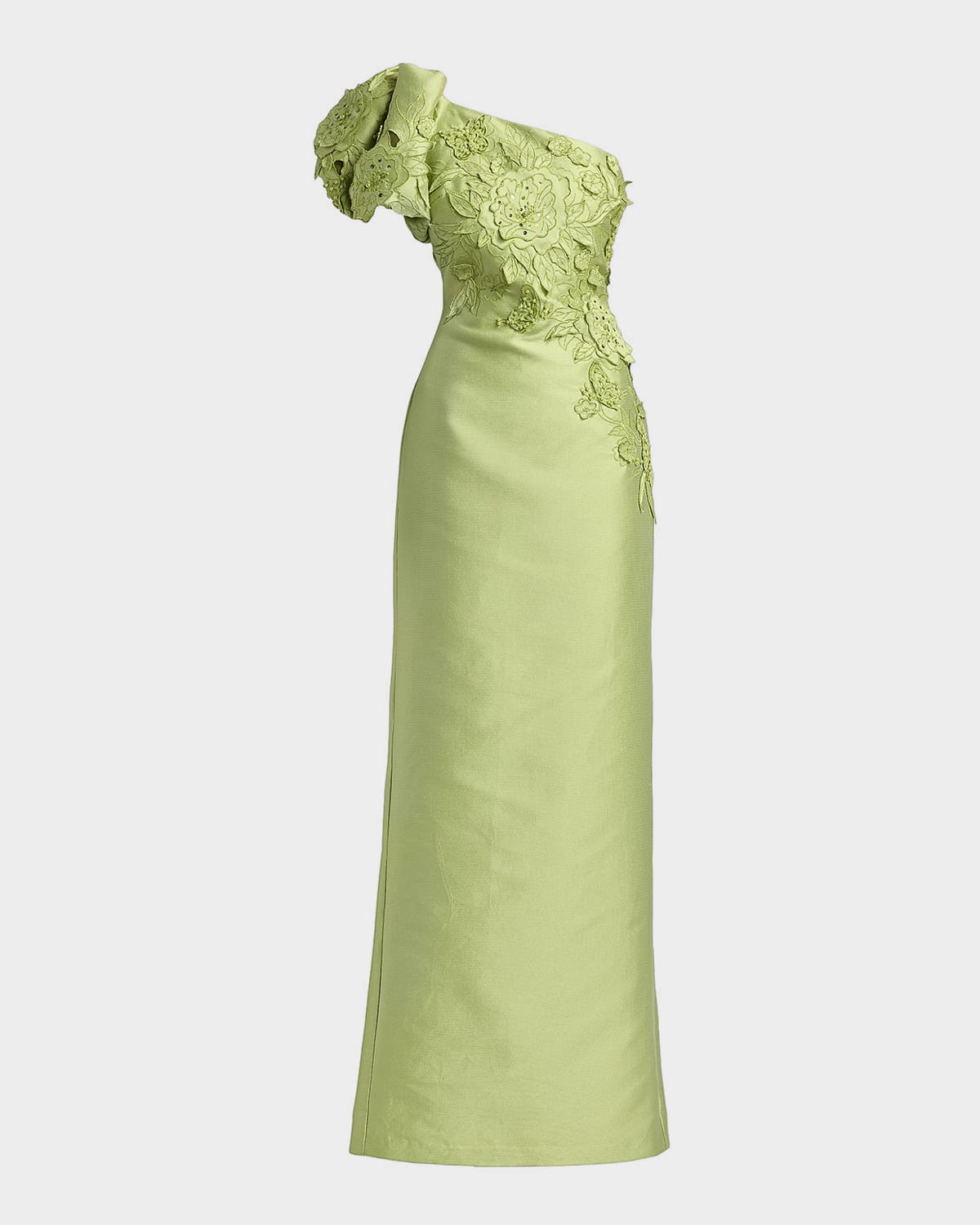 One-Shoulder Pebble Gazar Column Gown | Neiman Marcus