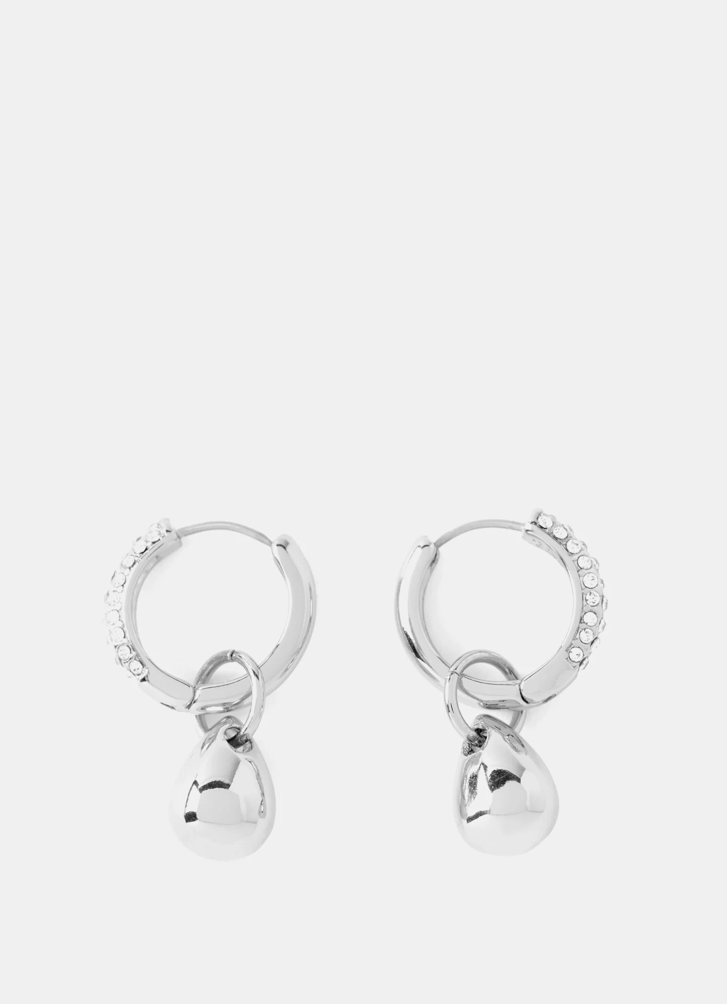 Silver Tone Drop Hoop Earrings | Mint Velvet