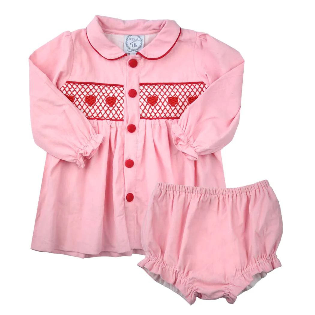 Ella Pink Smocked Heart Swing Set | The Bella Bean