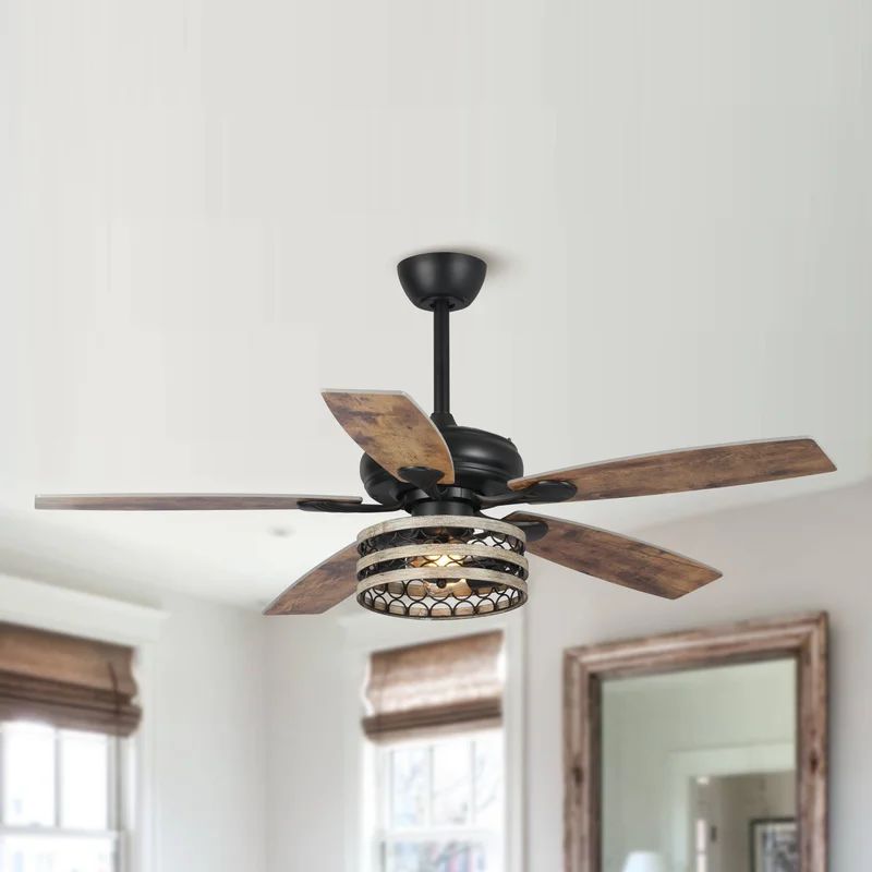 Marson 52 In. Indoor Reversible 5-Blade Ceiling Fan With Remote Control And Light Kit Included | Wayfair Professional