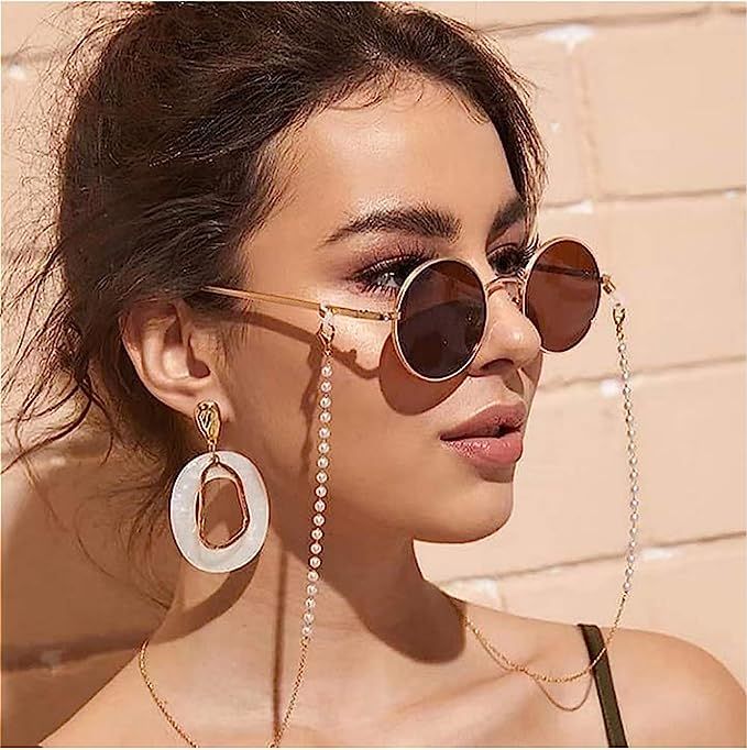 Cathercing Fashion Eyeglass Chains Necklace Pearl Beaded Eyewear Retainer Reading Eyeglass Holder... | Amazon (US)