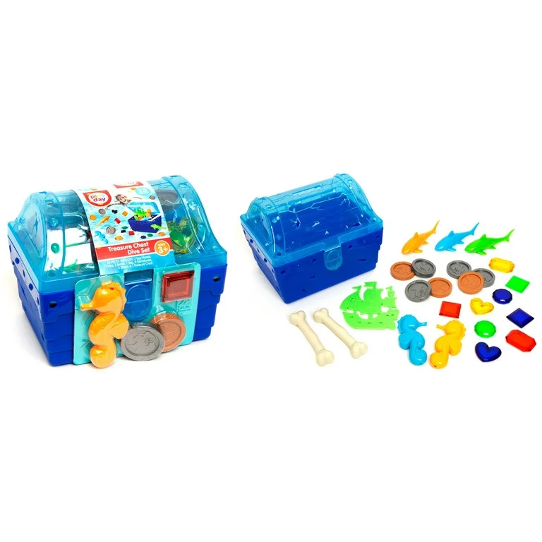 Play Day 24-Piece Treasure Chest Pool Dive Toy Set | Walmart (US)