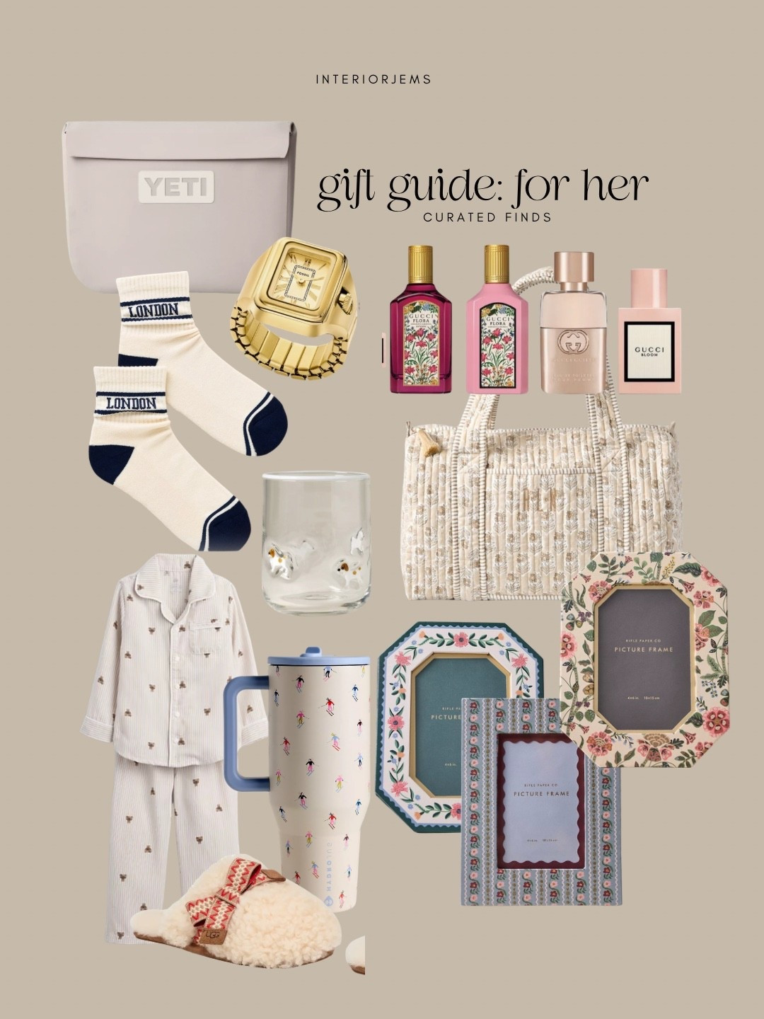 Holiday gift guide for her I love this block print bag in these frames from anthropology are the cutest, gifts for teen, gifts for Mom, Gucci, travel, size perfume, ring, watch, teddy bear jammies

#LTKHoliday #LTKGiftGuide #LTKSaleAlert