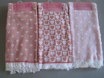 LADINNE 2 PACK KITCHEN TOWELS RED/ PINK HEART MOTIF FRINGE 20 X 30 NIP  | eBay | eBay US