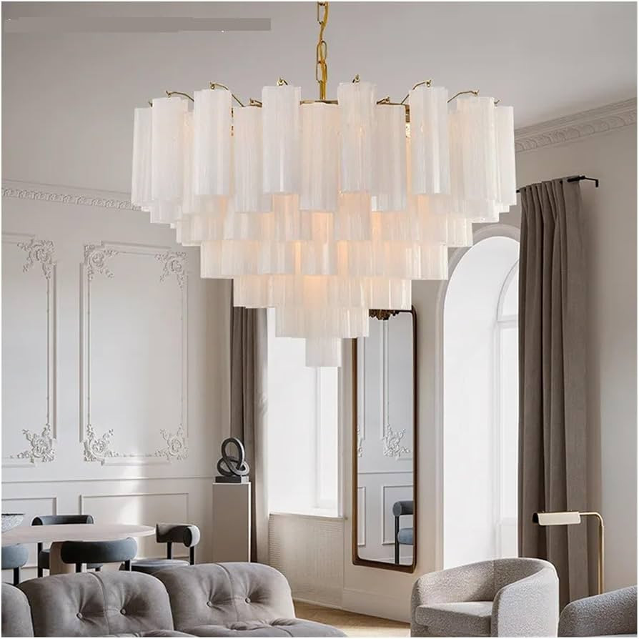 Round Murano Glass Chandelier for Dining Living Room Bedroom French Glass Tube Hanging Chandelier... | Amazon (US)