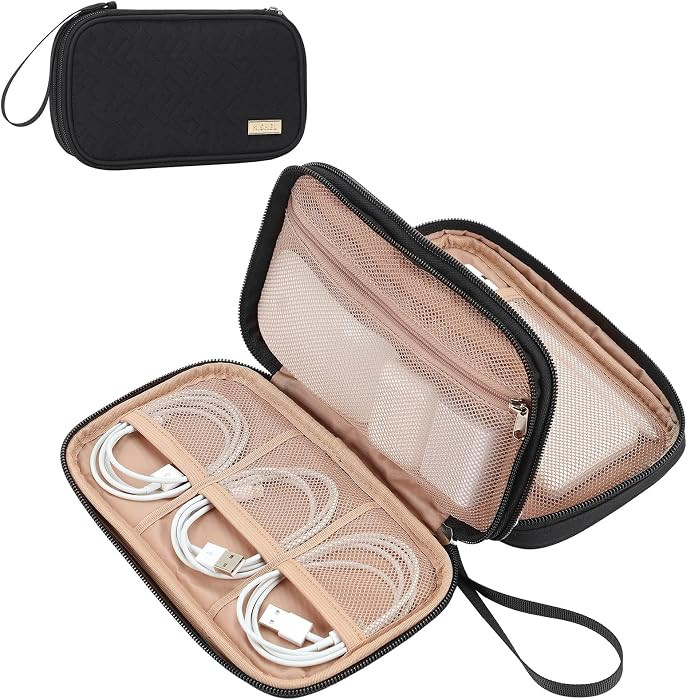 NISHEL Travel Cord Organizer Case, Double Layers Tech Electronic Bag, Essentials for Charger, Cab... | Amazon (US)