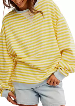 Free People Classic Striped Oversized Crewneck | Belk