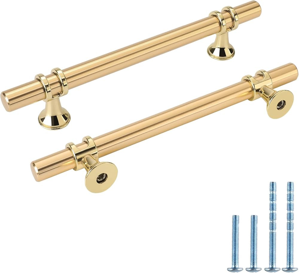Rergy 10 Pack Brushed Brass Cabinet Pulls Gold Cabinet Handles 5in(128mm) Kitchen Cabinet Handles... | Amazon (US)
