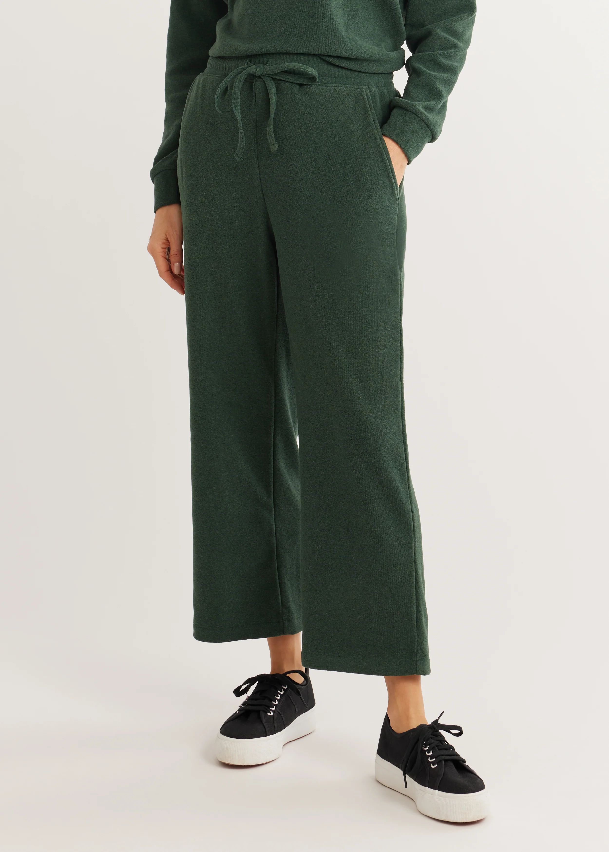 Chateau Lounge Pant in Terry Fleece (Hunter Green) | Dudley Stephens
